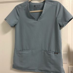 XS FIGS Dusty Blue Casma - 3 Pocket Scrub Top